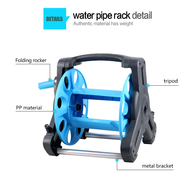 D&eacute;tails de l'enrouleur et du chariot de tuyau pivotant robuste de jardin